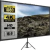 VEVOR 16:9 Beamer Leinwand 4K HD Präsentationswand Stativ Projektionsfläche 227x127cm Rolloleinwand ​160-Grad-Betrachtungswinkel Leinwand 200-250cm höhenverstellbar ideal für Heimkino Tagungsraum